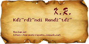 Kárándi Renátó névjegykártya